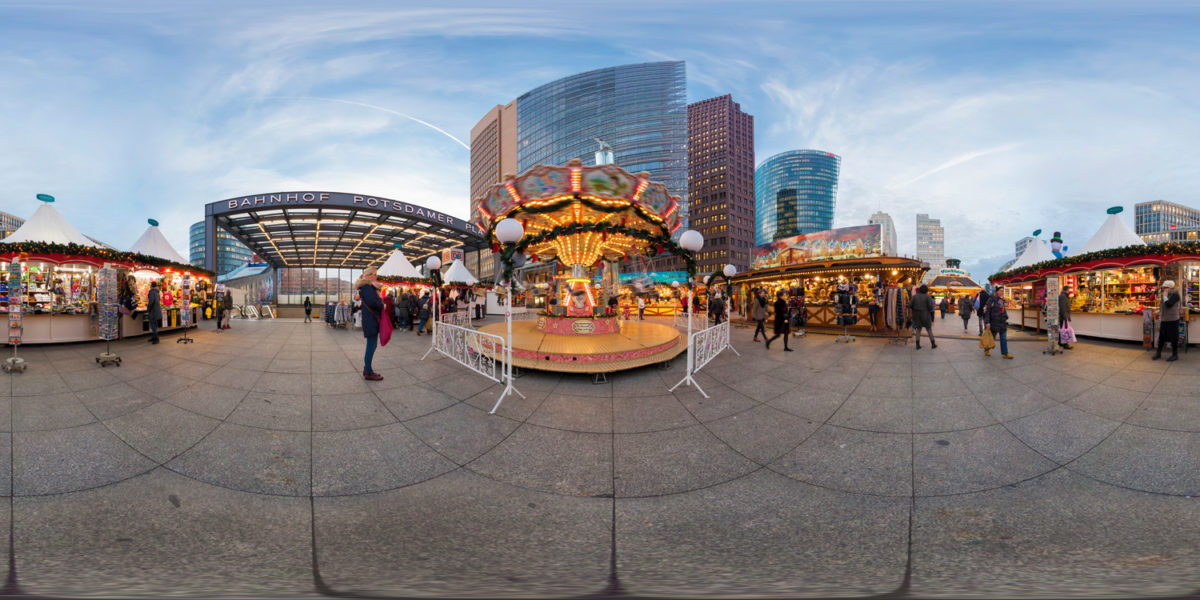 Carrousel and christmas market in potsdamer platz. Berlin. Germany