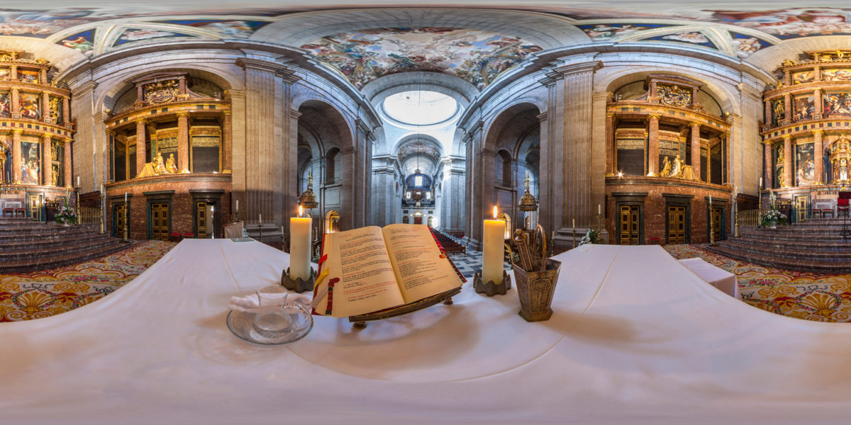 Interior of the Basilic of Escorial Monastery. El Escorial. Madrid. Spain