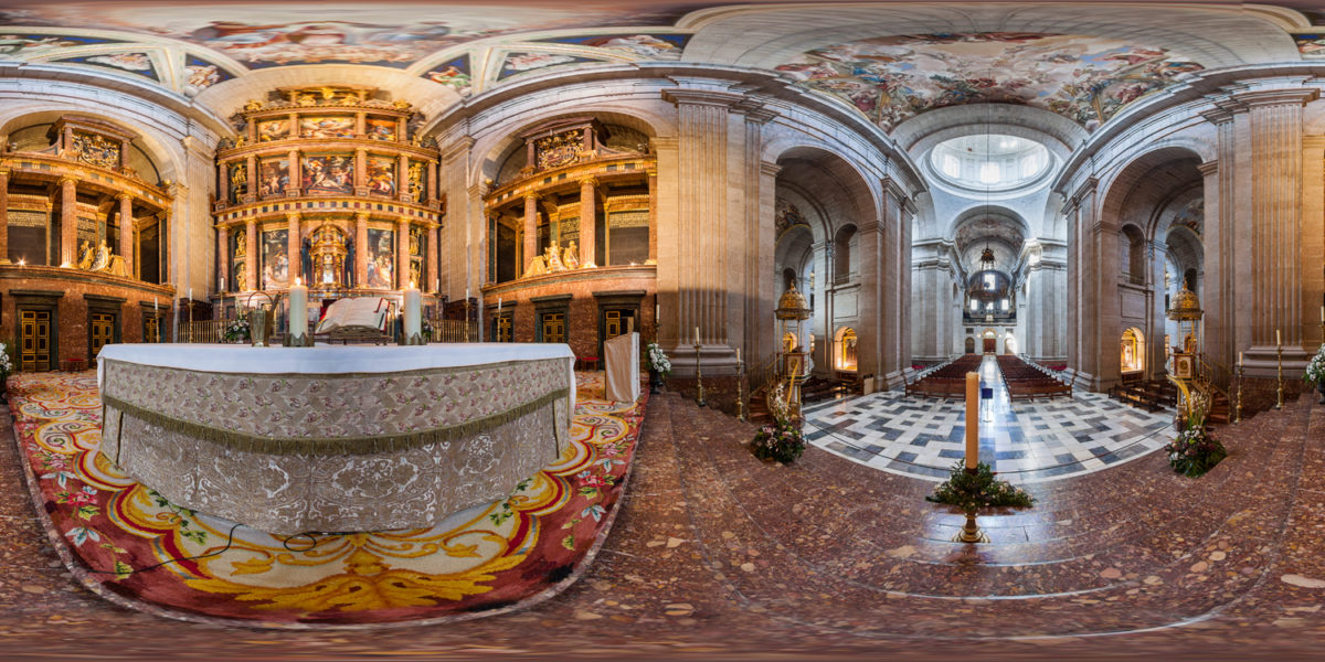 Interior of the Basilic of Escorial Monastery. El Escorial. Madrid. Spain