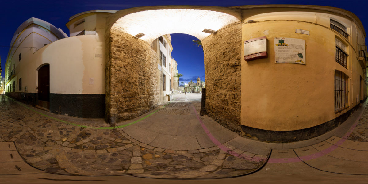 The Cathedral square from The Rose Arc. Cadiz. Spain