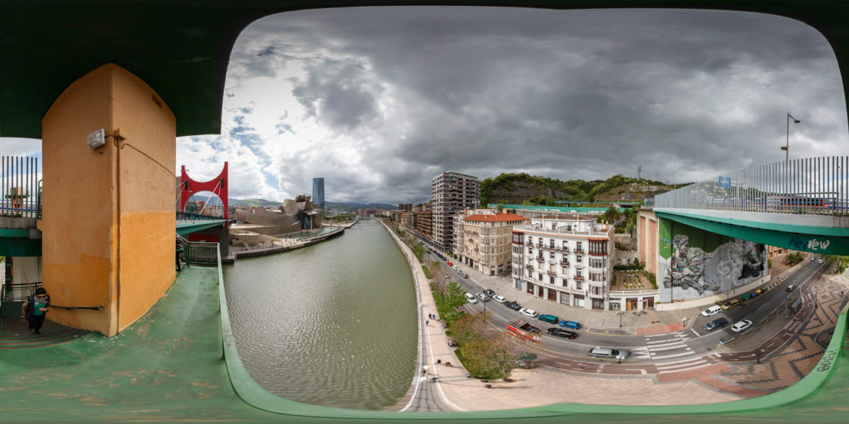guggenheim museum from salbeko bridge. Bilbao. Spain