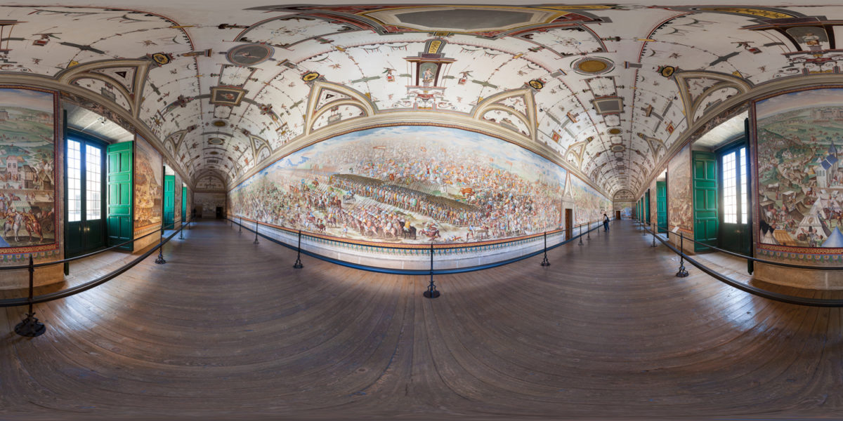 hall of battles in Royal Seat of San Lorenzo de El Escorial. Madrid. Spain