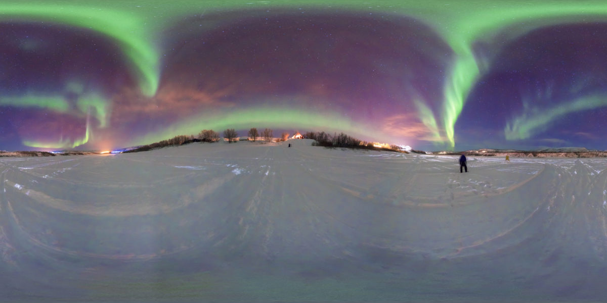 northern lights in Nuorgam Holiday Village. Nuorgam. Finland