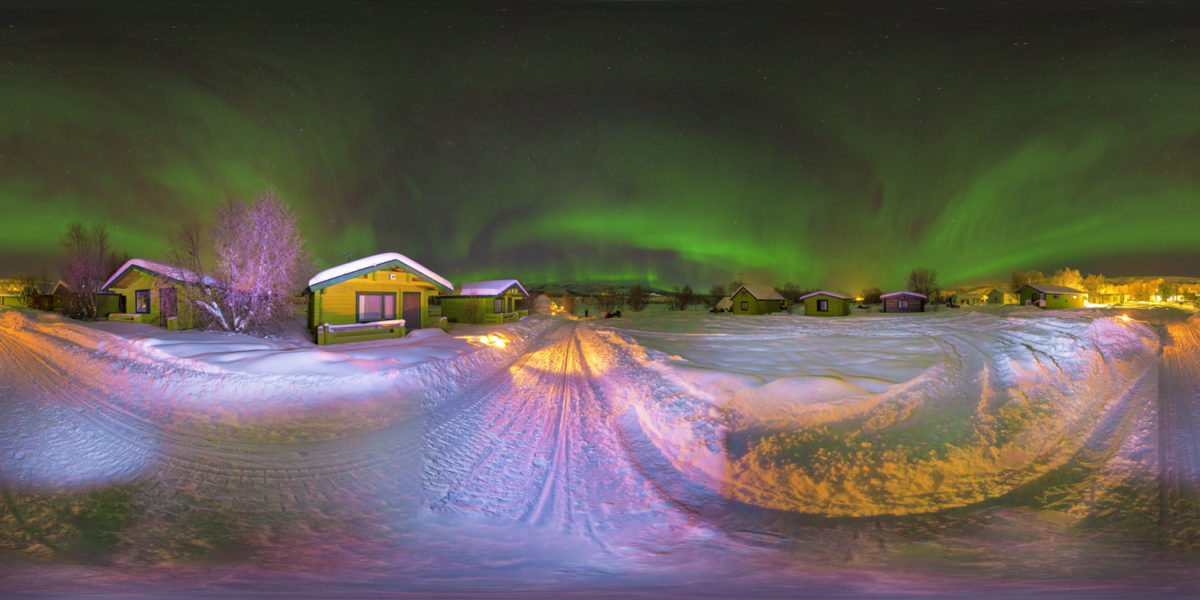 northern lights in Nuorgam Holiday Village. Nuorgam. Finland