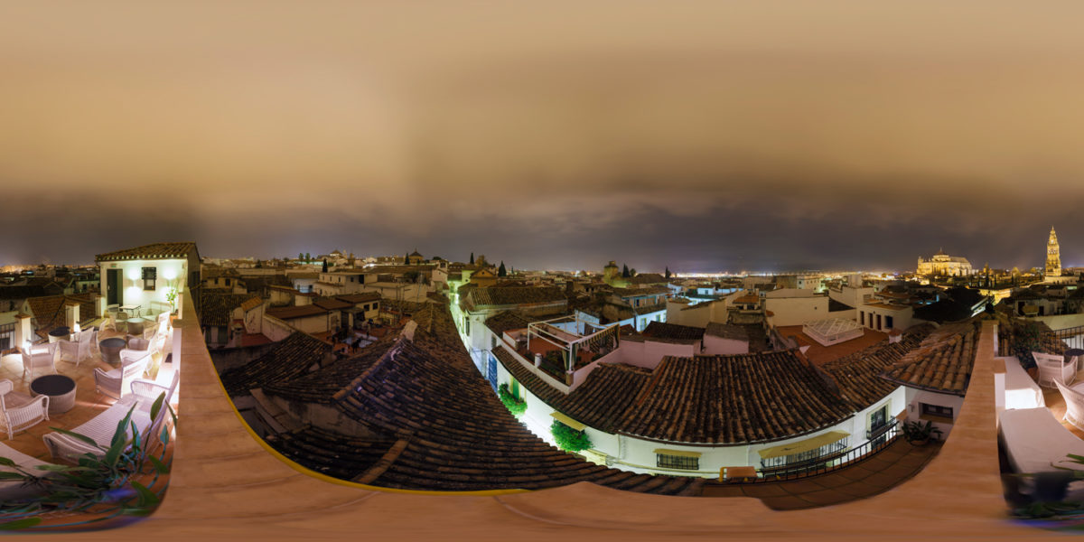 panoramic of Cordoba from rooftop by night. Cordoba. Spain
