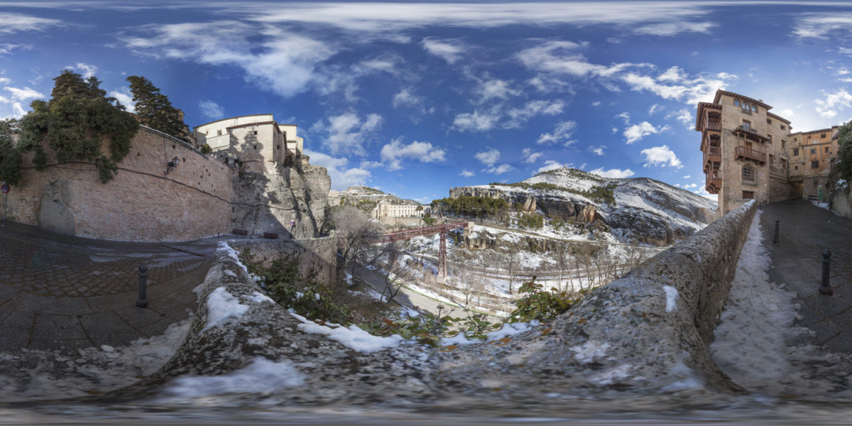 san pablo bridge and san pablo monastery from casas colgadas in cuenca. spain