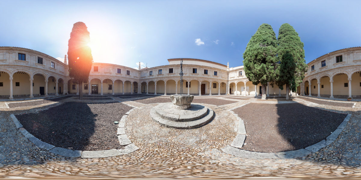 trilingue courtyard of university. Alcala de Henares. Madrid, Spain