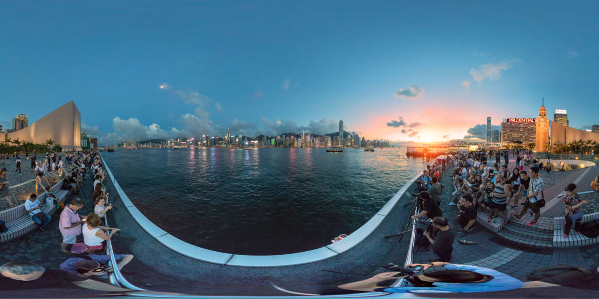 Hong Kong Skyline from Tsim Sha Tsui public pier. Hong Kong