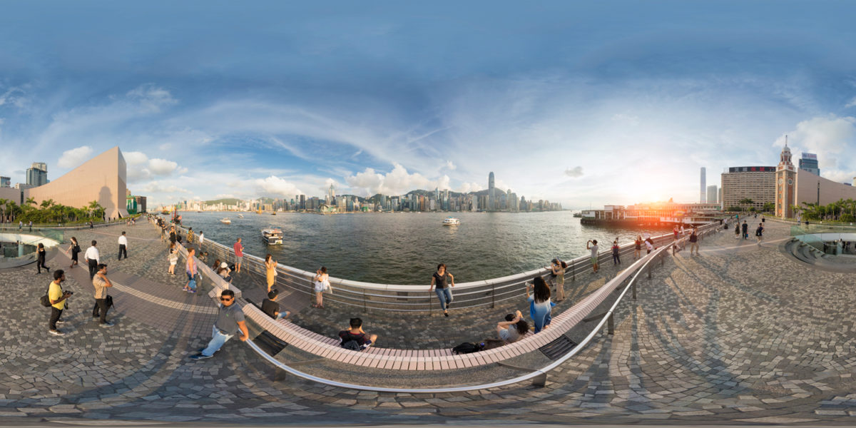 Hong Kong Skyline from Tsim Sha Tsui public pier. Hong Kong